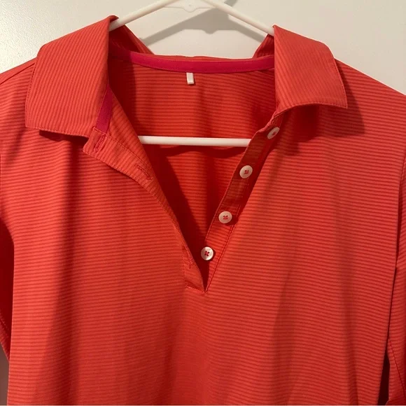 Nike Coral Pink Striped Long Sleeve Golf Polo Size XS Women’s - Picture 2 of 9